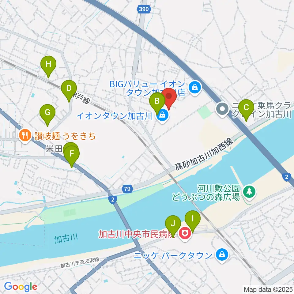 森岡楽器 加古川店ウィンズサテライト周辺の駐車場・コインパーキング一覧地図