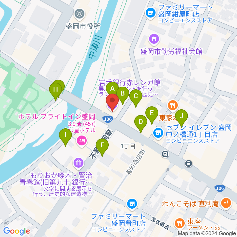 岩手銀行赤レンガ館周辺の駐車場・コインパーキング一覧地図