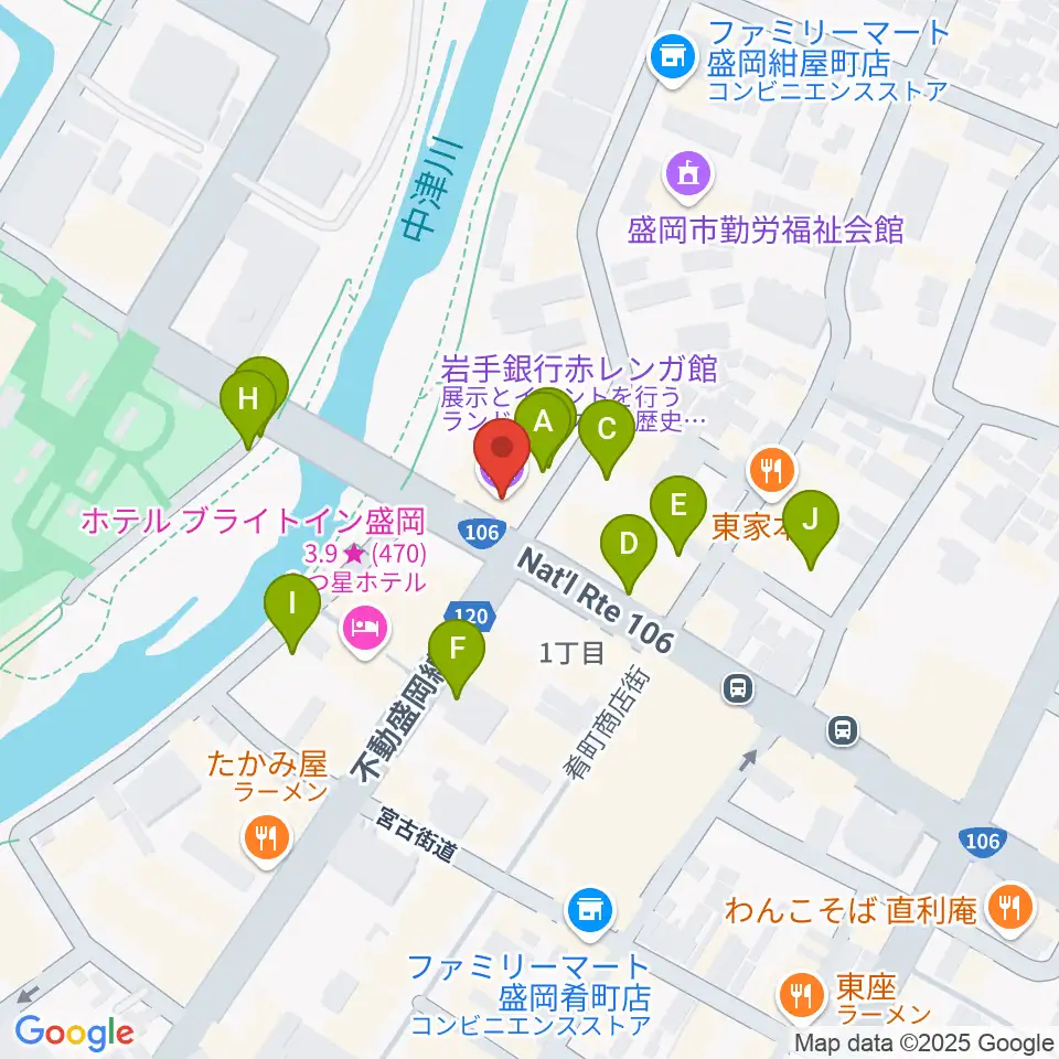 岩手銀行赤レンガ館周辺の駐車場・コインパーキング一覧地図