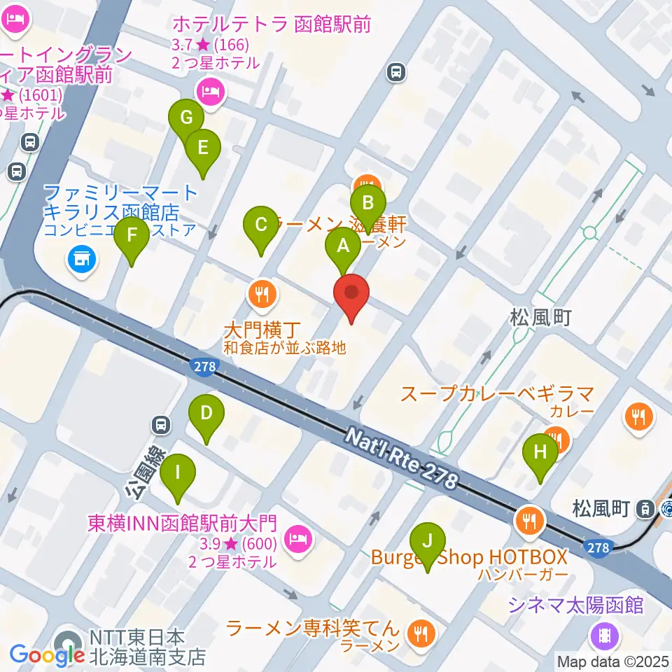 函館あうん堂ホール周辺の駐車場・コインパーキング一覧地図