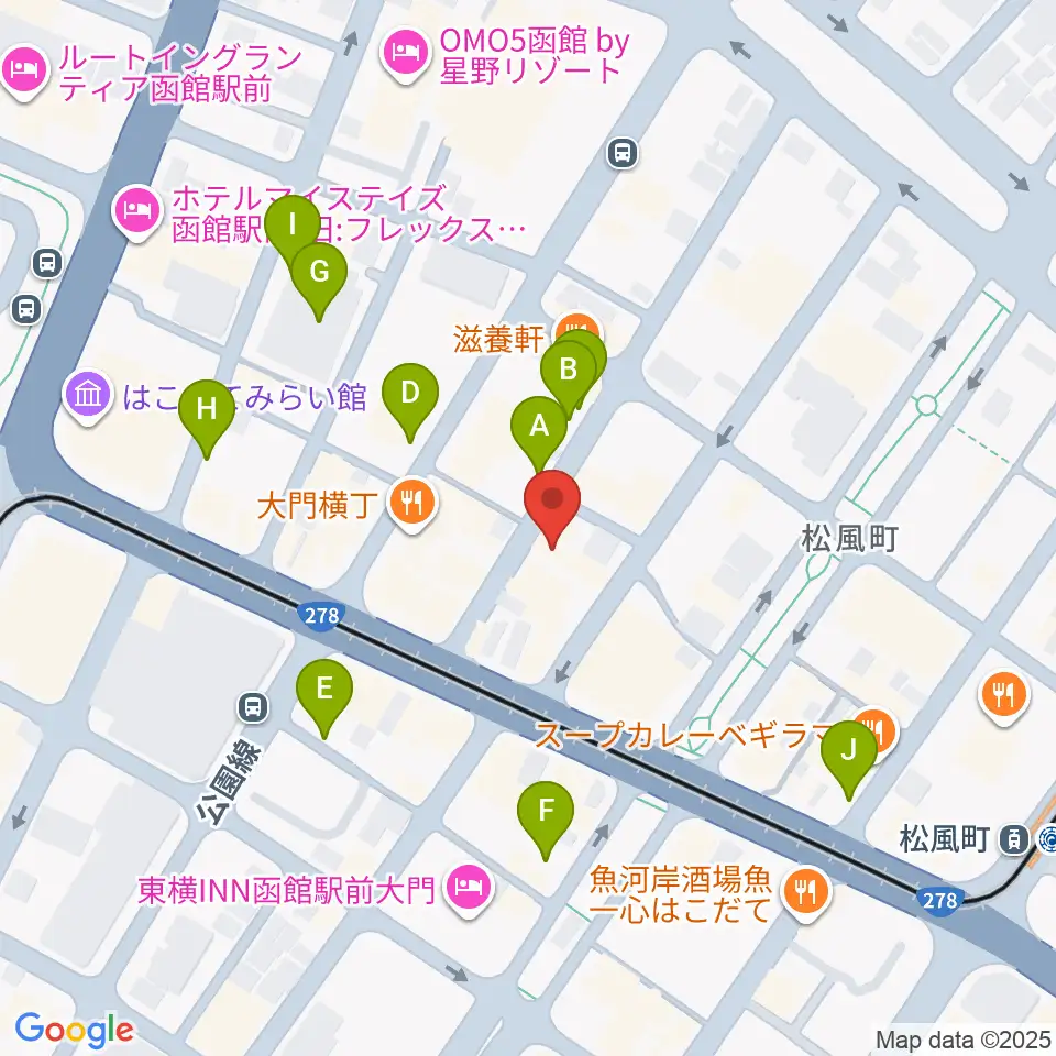 函館あうん堂ホール周辺の駐車場・コインパーキング一覧地図