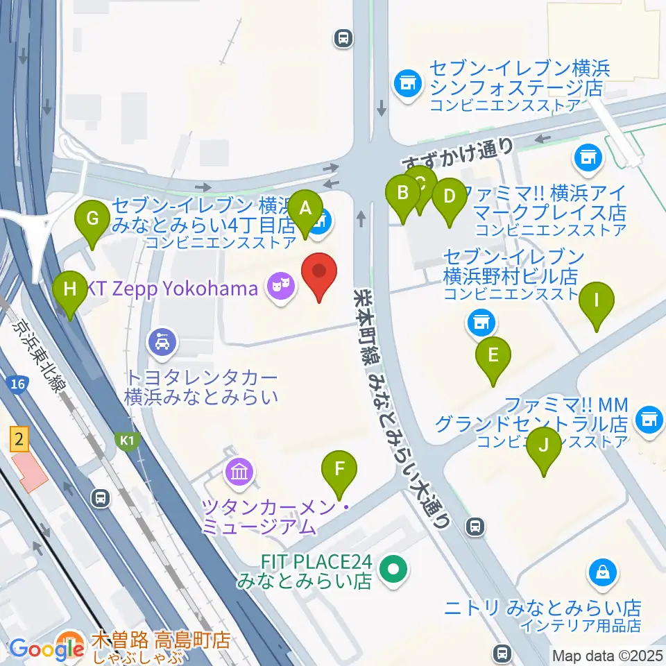 KT Zepp横浜周辺の駐車場・コインパーキング一覧地図