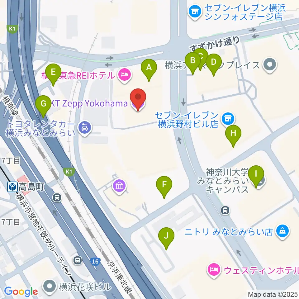 KT Zepp横浜周辺の駐車場・コインパーキング一覧地図