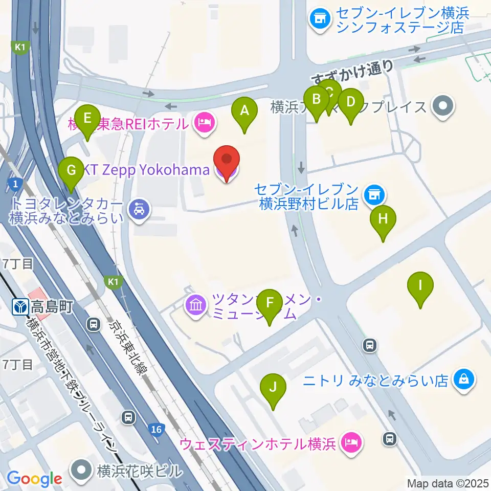 KT Zepp横浜周辺の駐車場・コインパーキング一覧地図