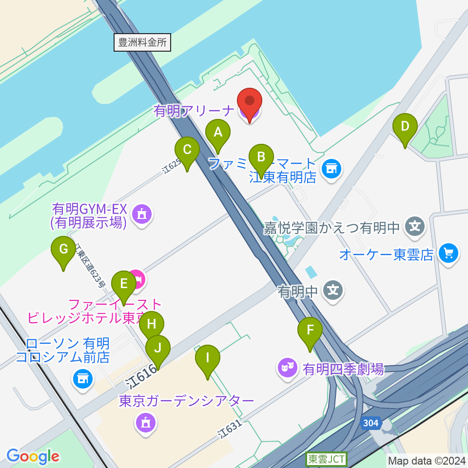 有明アリーナ周辺の駐車場・コインパーキング一覧地図