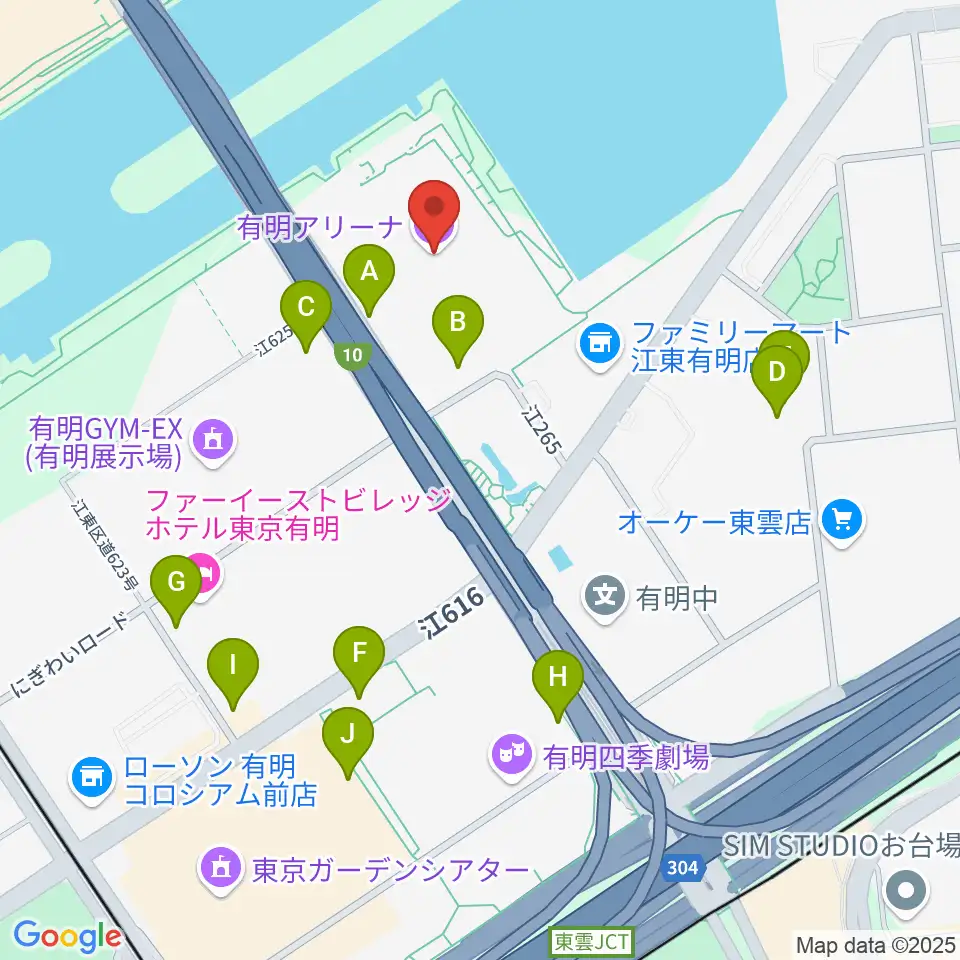 有明アリーナ周辺の駐車場・コインパーキング一覧地図