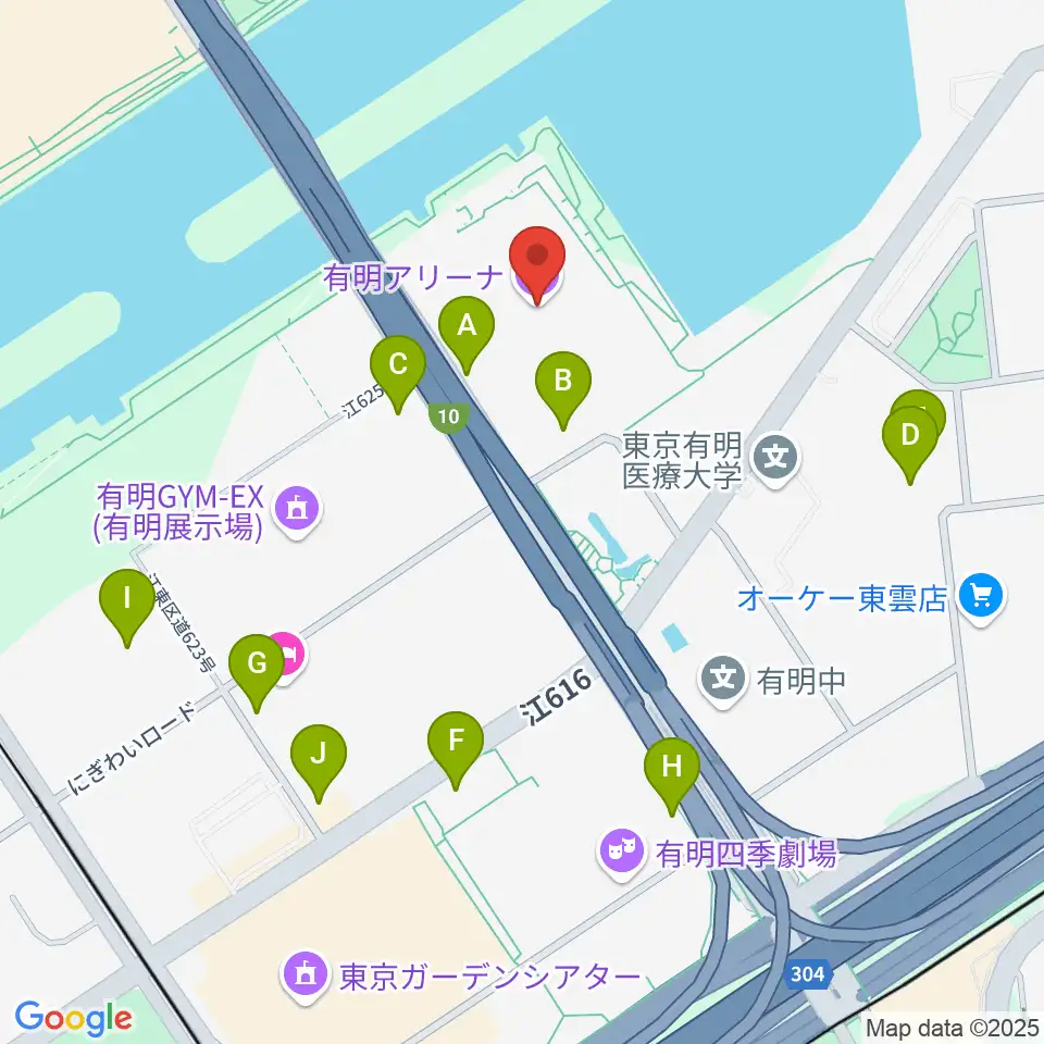 有明アリーナ周辺の駐車場・コインパーキング一覧地図