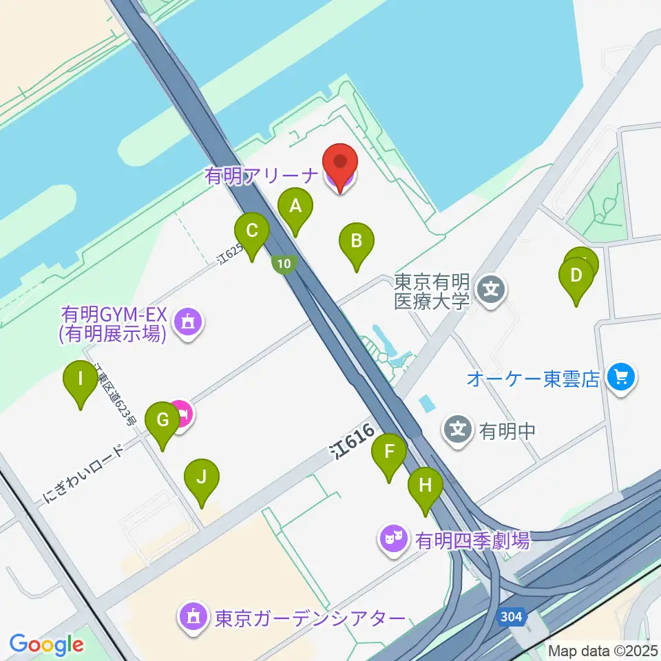 有明アリーナ周辺の駐車場・コインパーキング一覧地図
