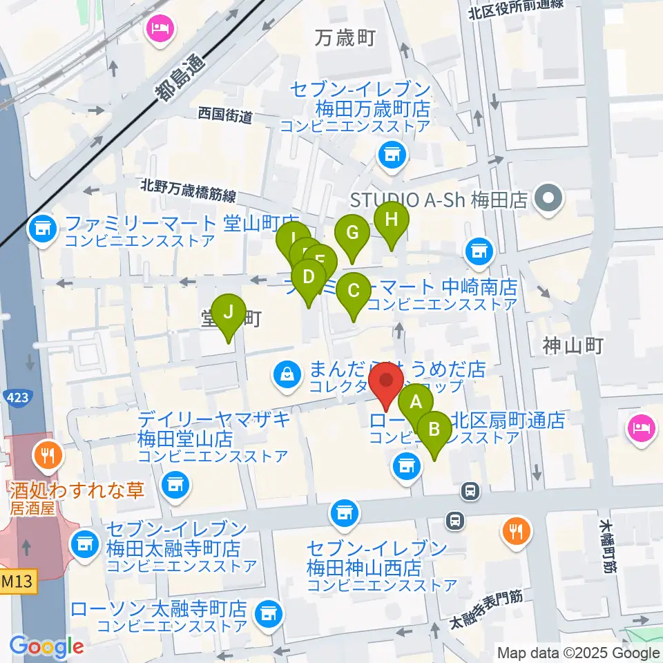 梅田バナナホール周辺の駐車場・コインパーキング一覧地図