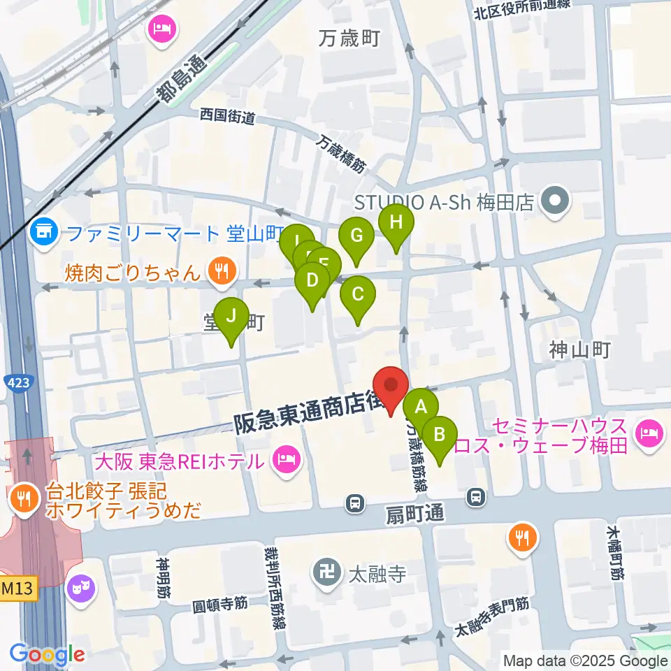 梅田バナナホール周辺の駐車場・コインパーキング一覧地図
