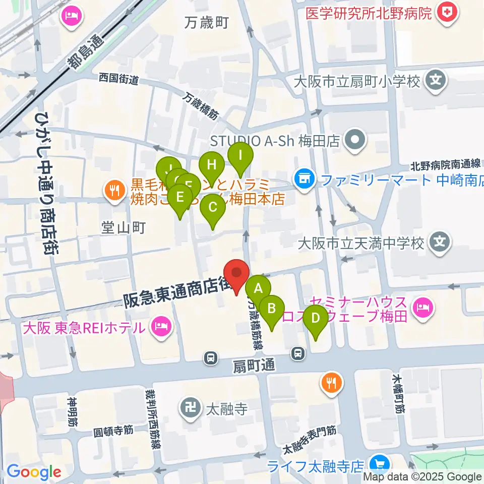 梅田バナナホール周辺の駐車場・コインパーキング一覧地図