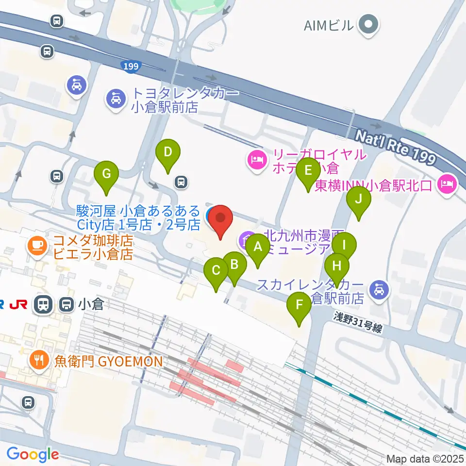 あるあるCity周辺の駐車場・コインパーキング一覧地図
