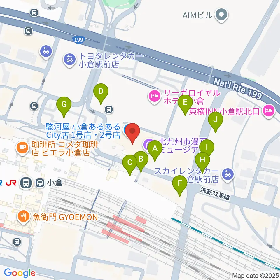 あるあるCity周辺の駐車場・コインパーキング一覧地図
