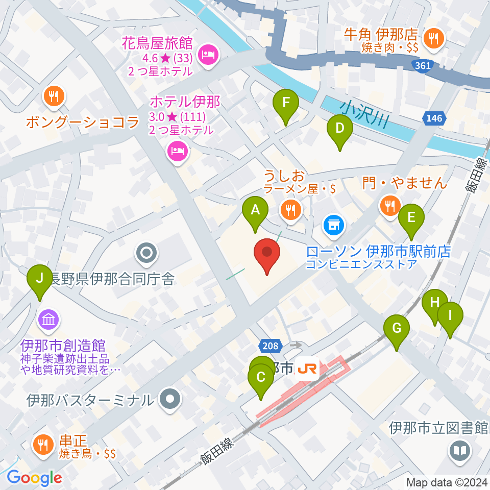 ニシザワいなっせホール周辺の駐車場・コインパーキング一覧地図