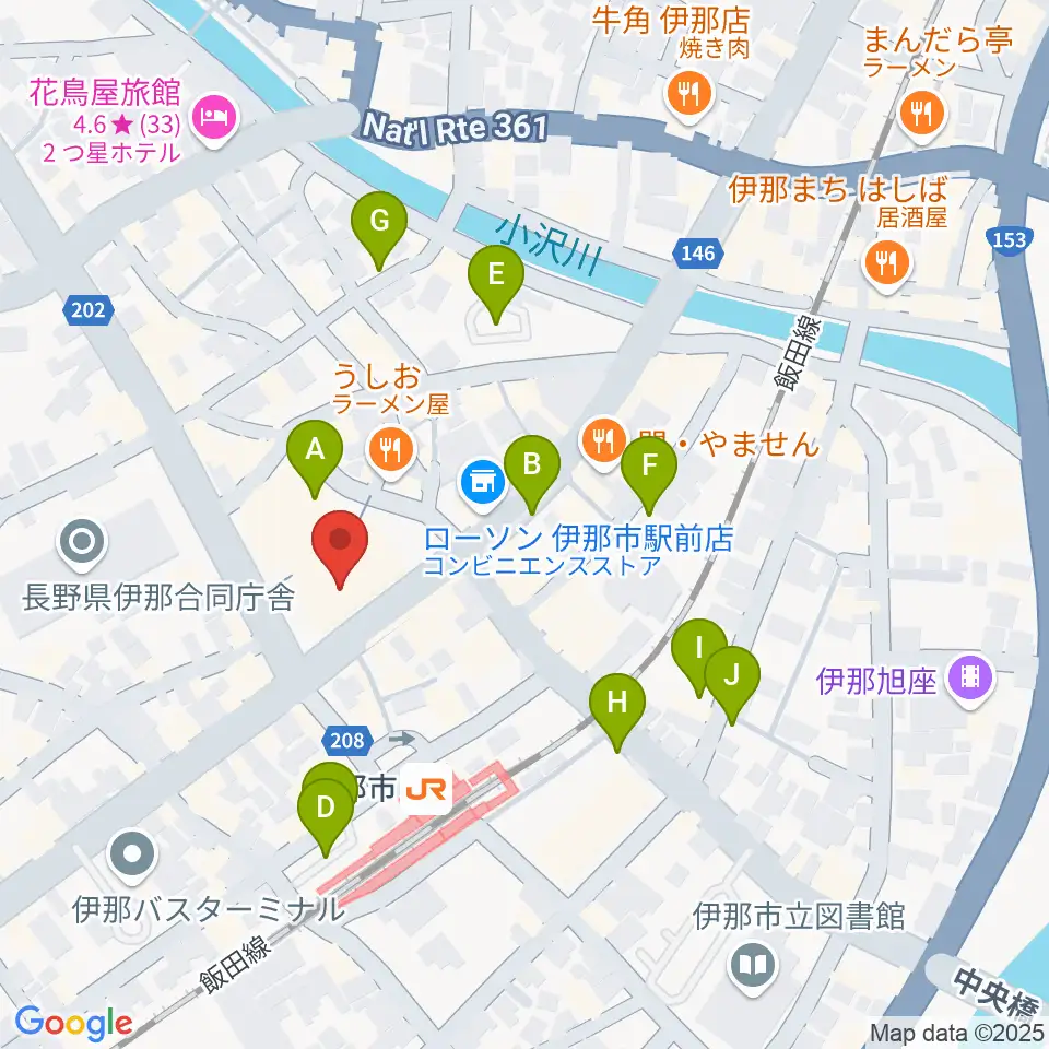 ニシザワいなっせホール周辺の駐車場・コインパーキング一覧地図