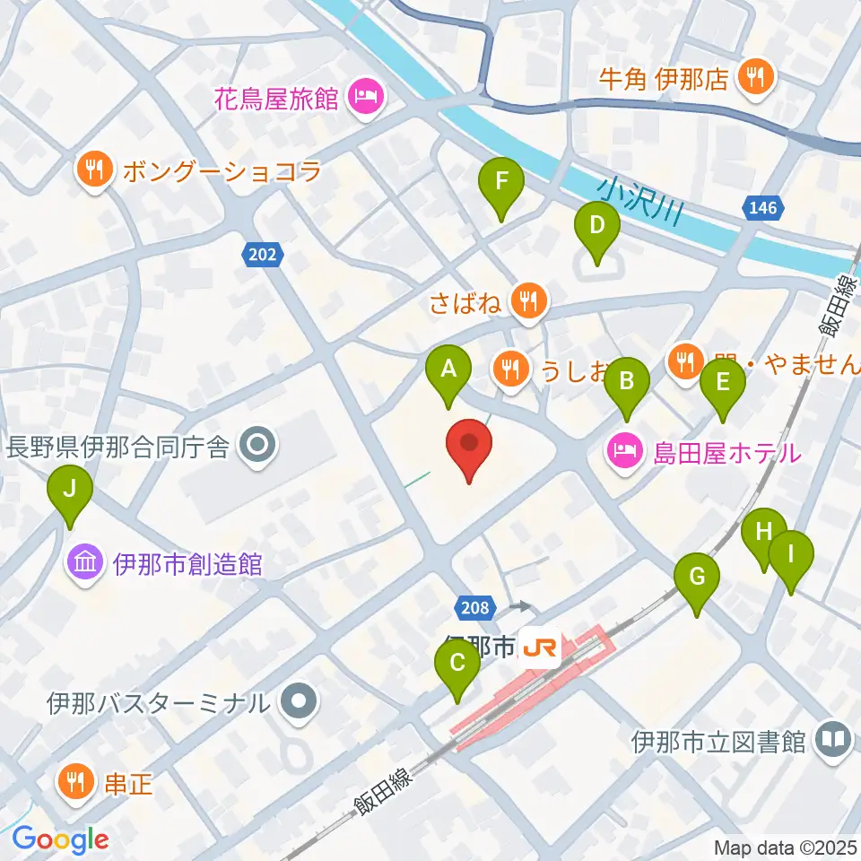 ニシザワいなっせホール周辺の駐車場・コインパーキング一覧地図