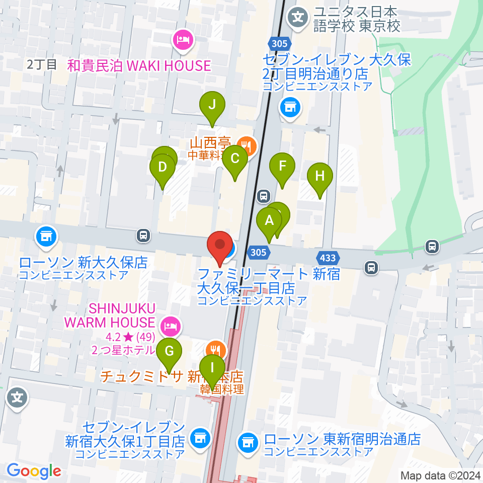 アトリエファンファーレ東新宿周辺の駐車場・コインパーキング一覧地図