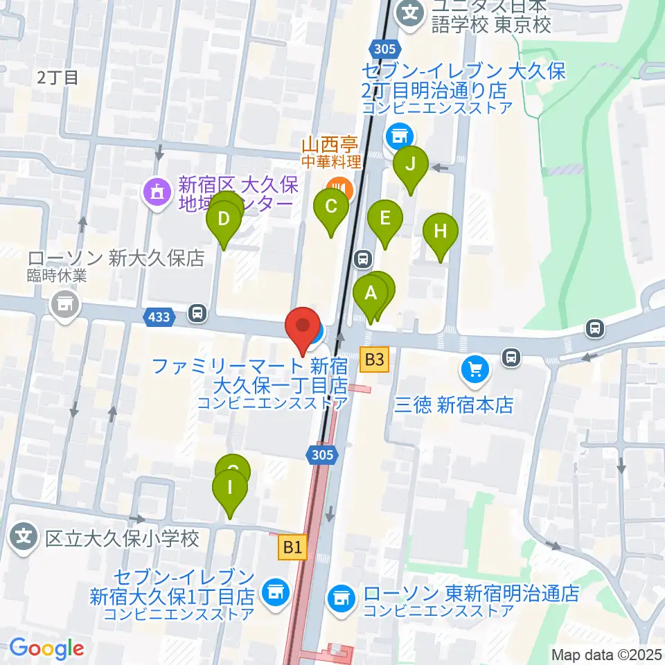 アトリエファンファーレ東新宿周辺の駐車場・コインパーキング一覧地図