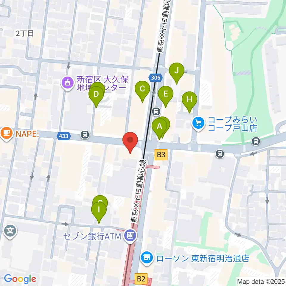 アトリエファンファーレ東新宿周辺の駐車場・コインパーキング一覧地図