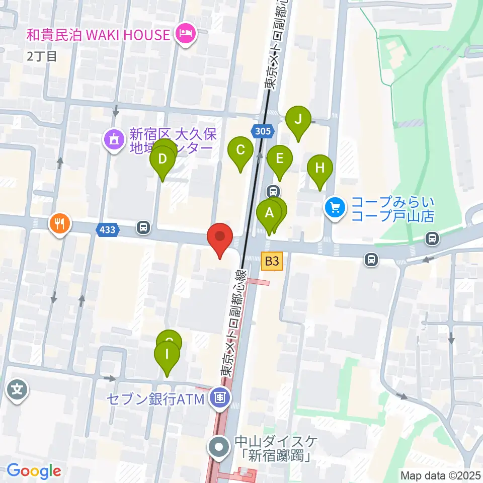 アトリエファンファーレ東新宿周辺の駐車場・コインパーキング一覧地図