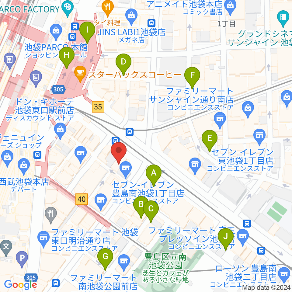 池袋オクターヴハウス周辺の駐車場・コインパーキング一覧地図