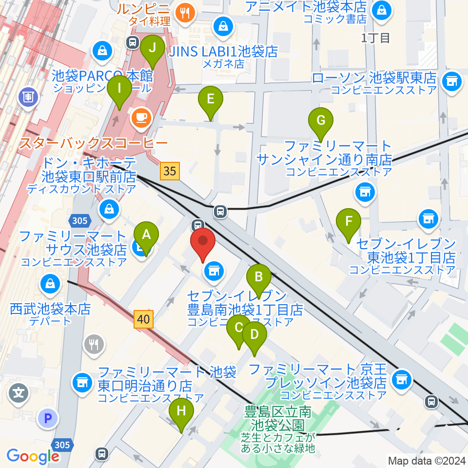 池袋オクターヴハウス周辺の駐車場・コインパーキング一覧地図