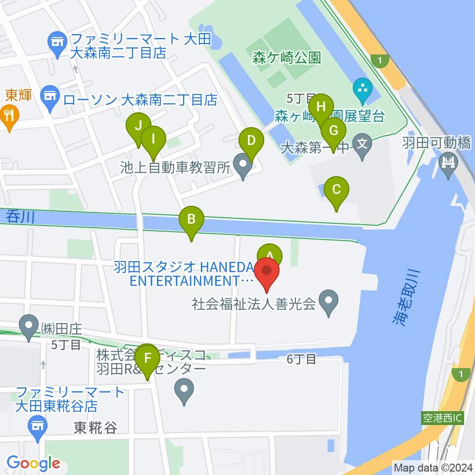 羽田スタジオ周辺の駐車場・コインパーキング一覧地図