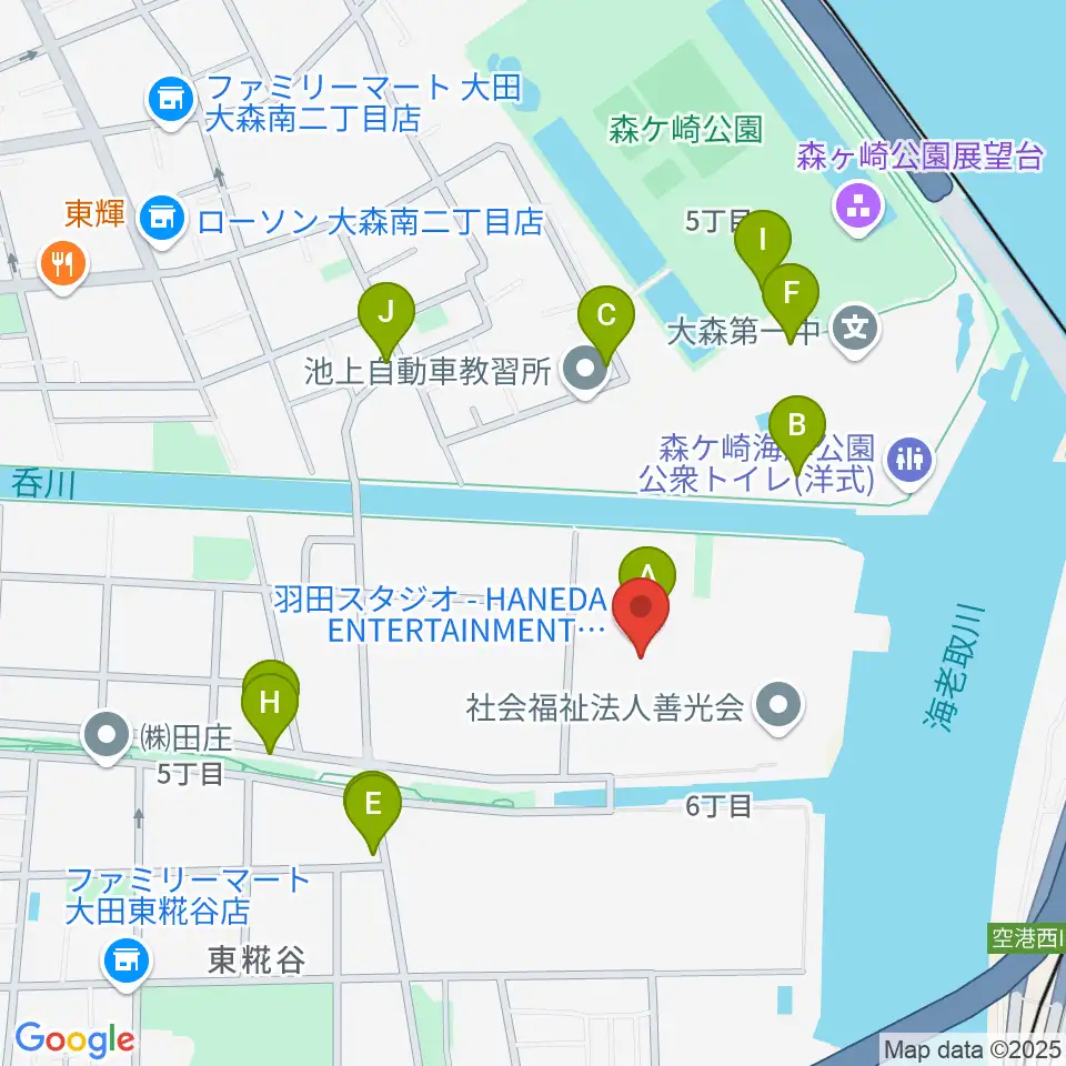 羽田スタジオ周辺の駐車場・コインパーキング一覧地図