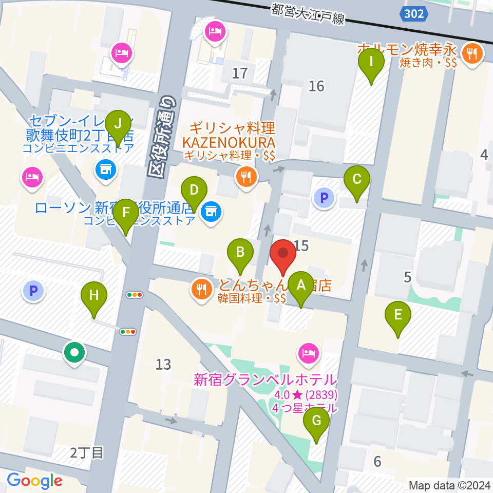 コフレリオ新宿シアター周辺の駐車場・コインパーキング一覧地図