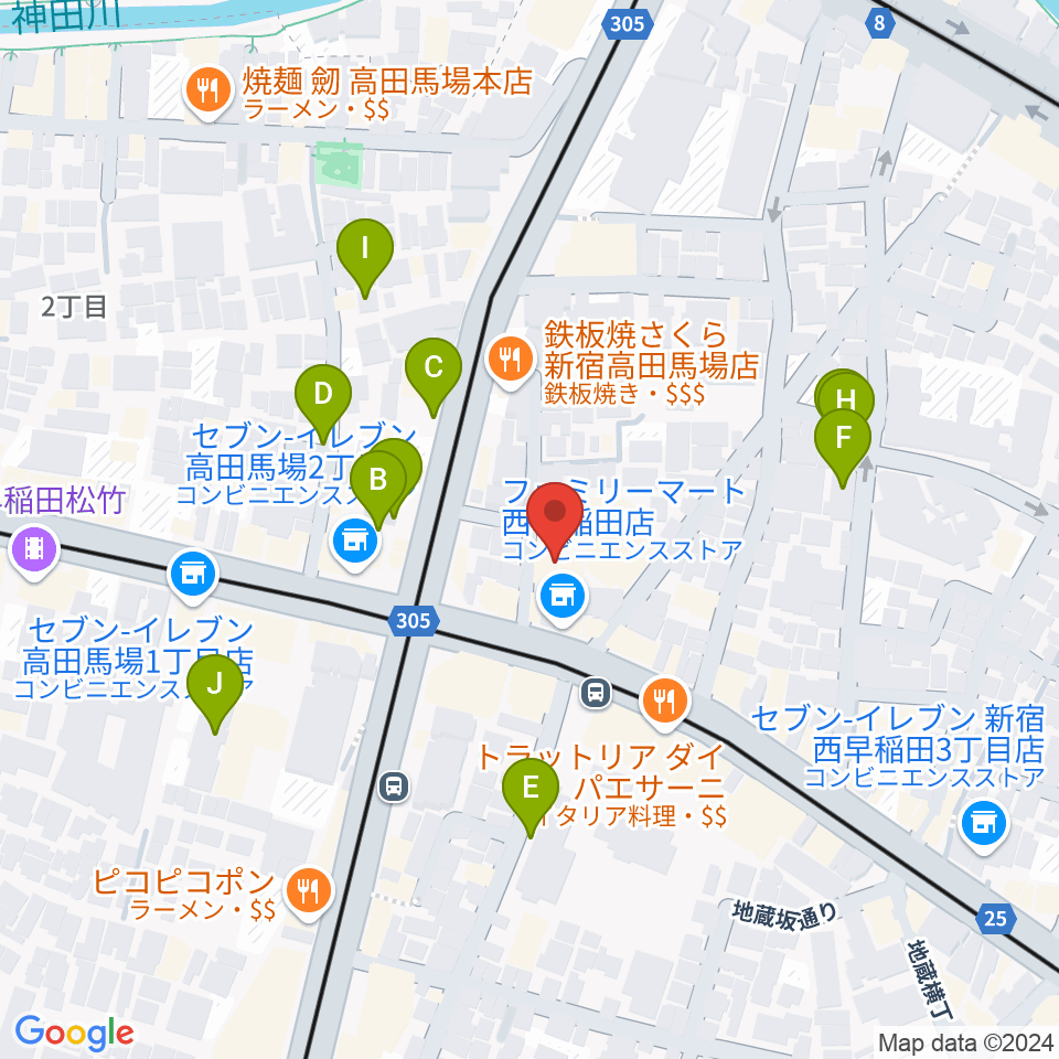 高田馬場ラビネスト周辺の駐車場・コインパーキング一覧地図