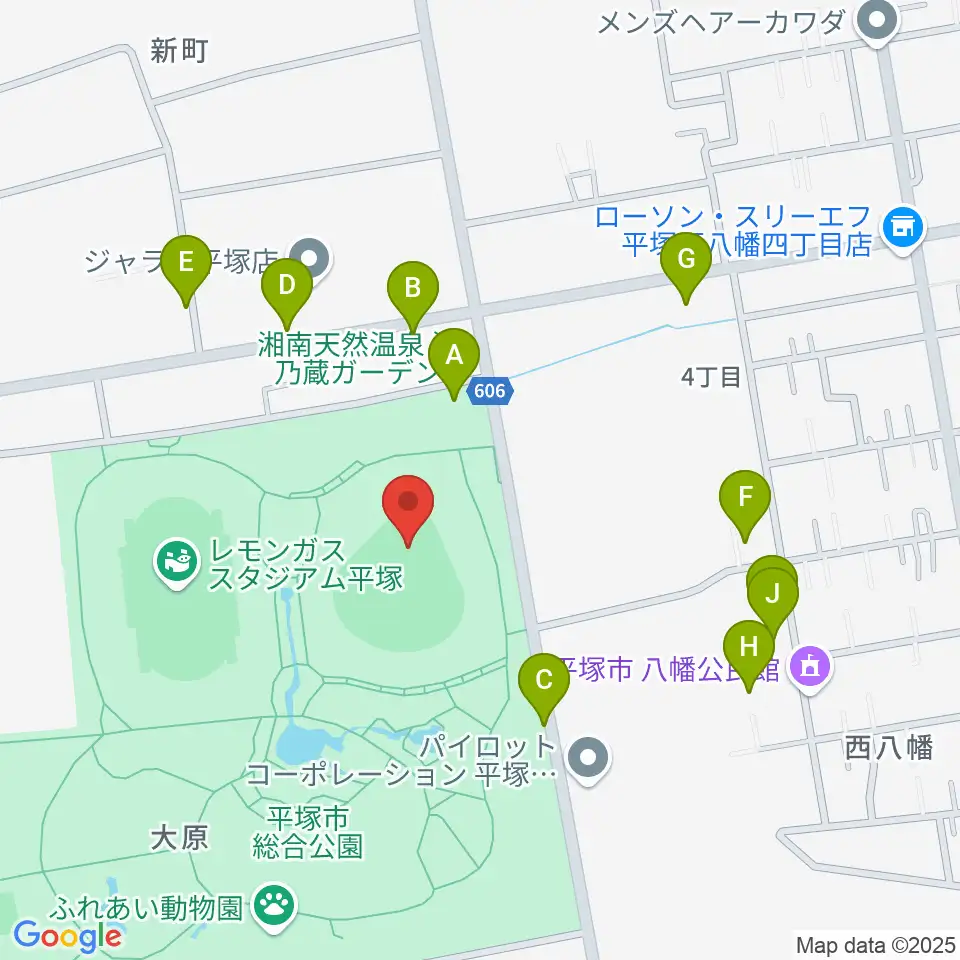 バッティングパレス相石スタジアムひらつか周辺の駐車場・コインパーキング一覧地図