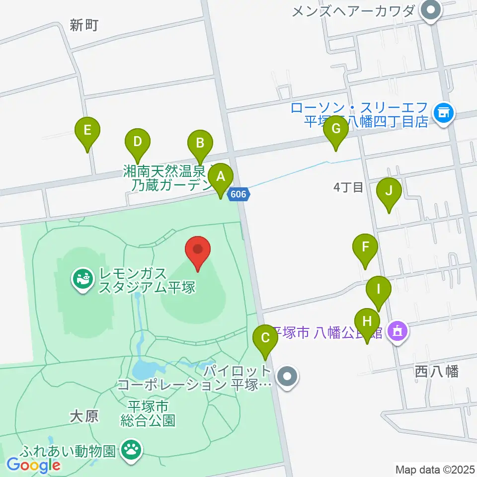 バッティングパレス相石スタジアムひらつか周辺の駐車場・コインパーキング一覧地図