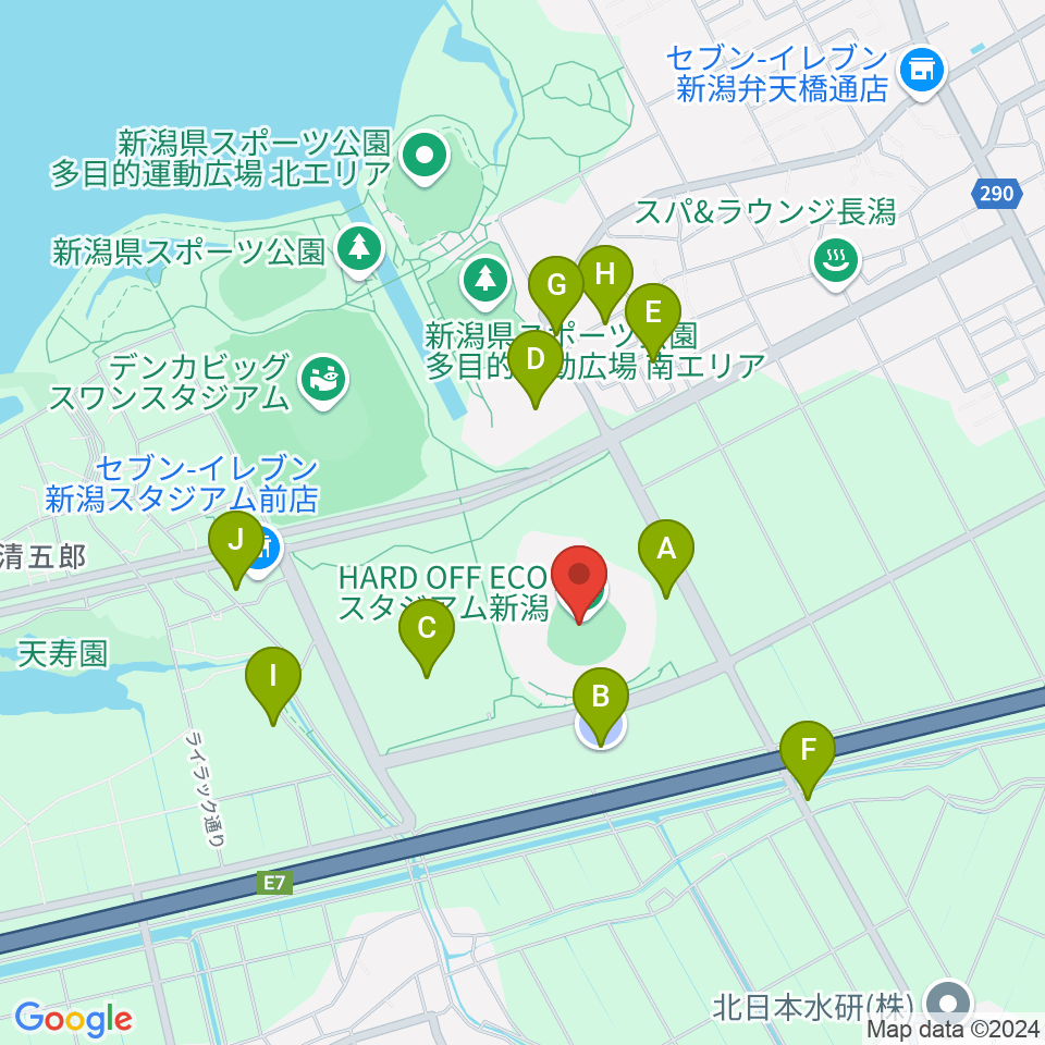 ハードオフエコスタジアム新潟周辺の駐車場・コインパーキング一覧地図