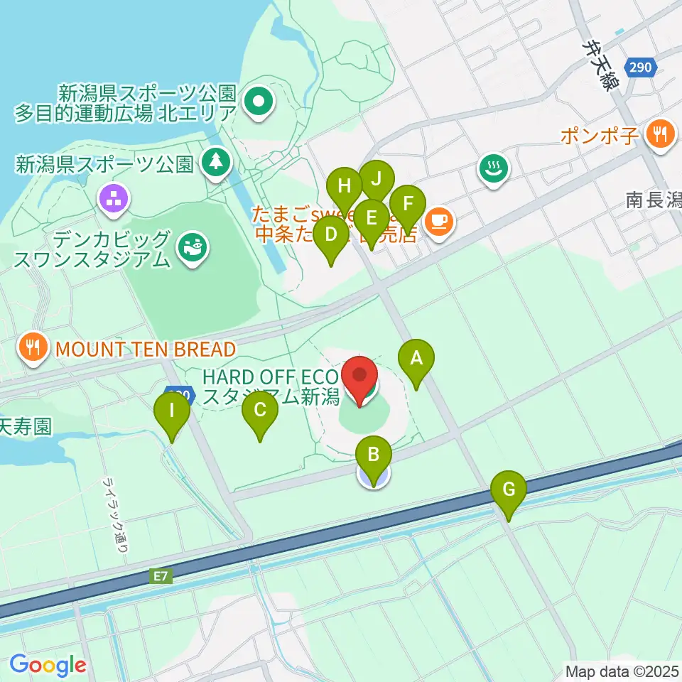 ハードオフエコスタジアム新潟周辺の駐車場・コインパーキング一覧地図