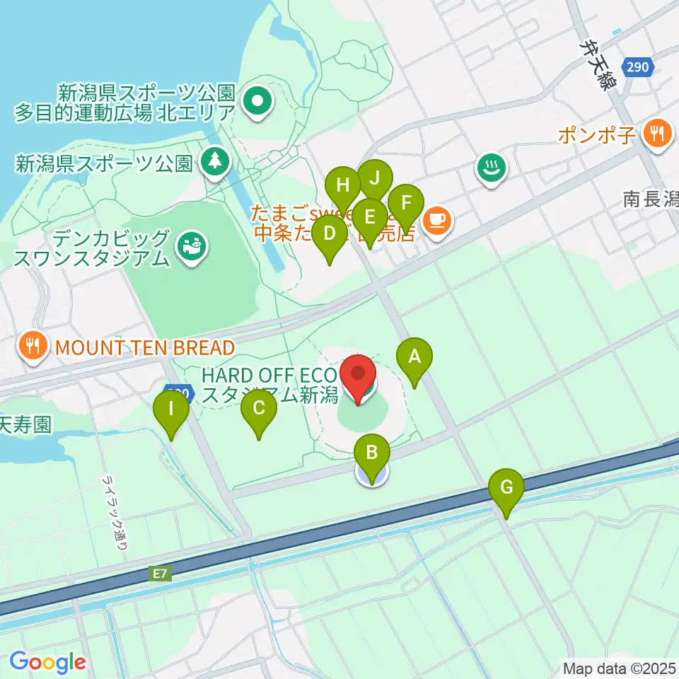 ハードオフエコスタジアム新潟周辺の駐車場・コインパーキング一覧地図