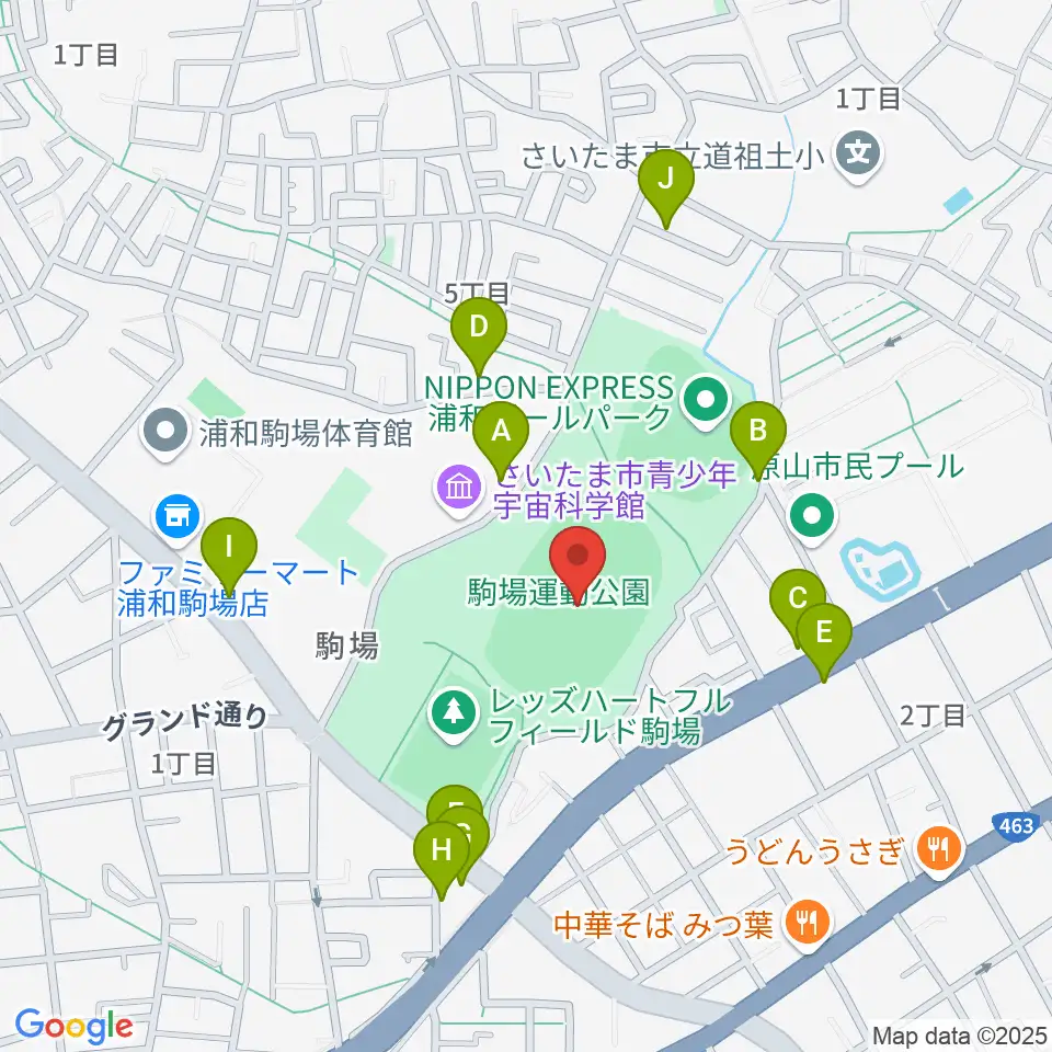 浦和駒場スタジアム周辺の駐車場・コインパーキング一覧地図