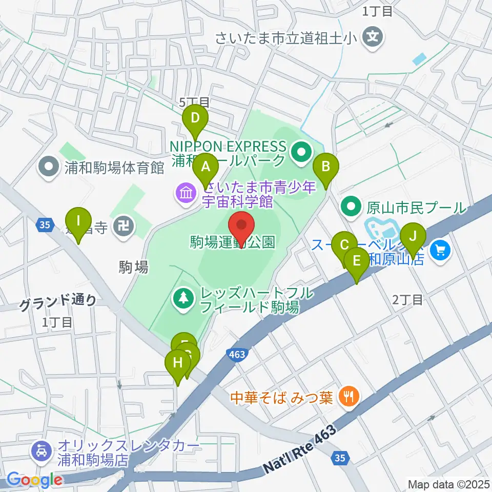 浦和駒場スタジアム周辺の駐車場・コインパーキング一覧地図