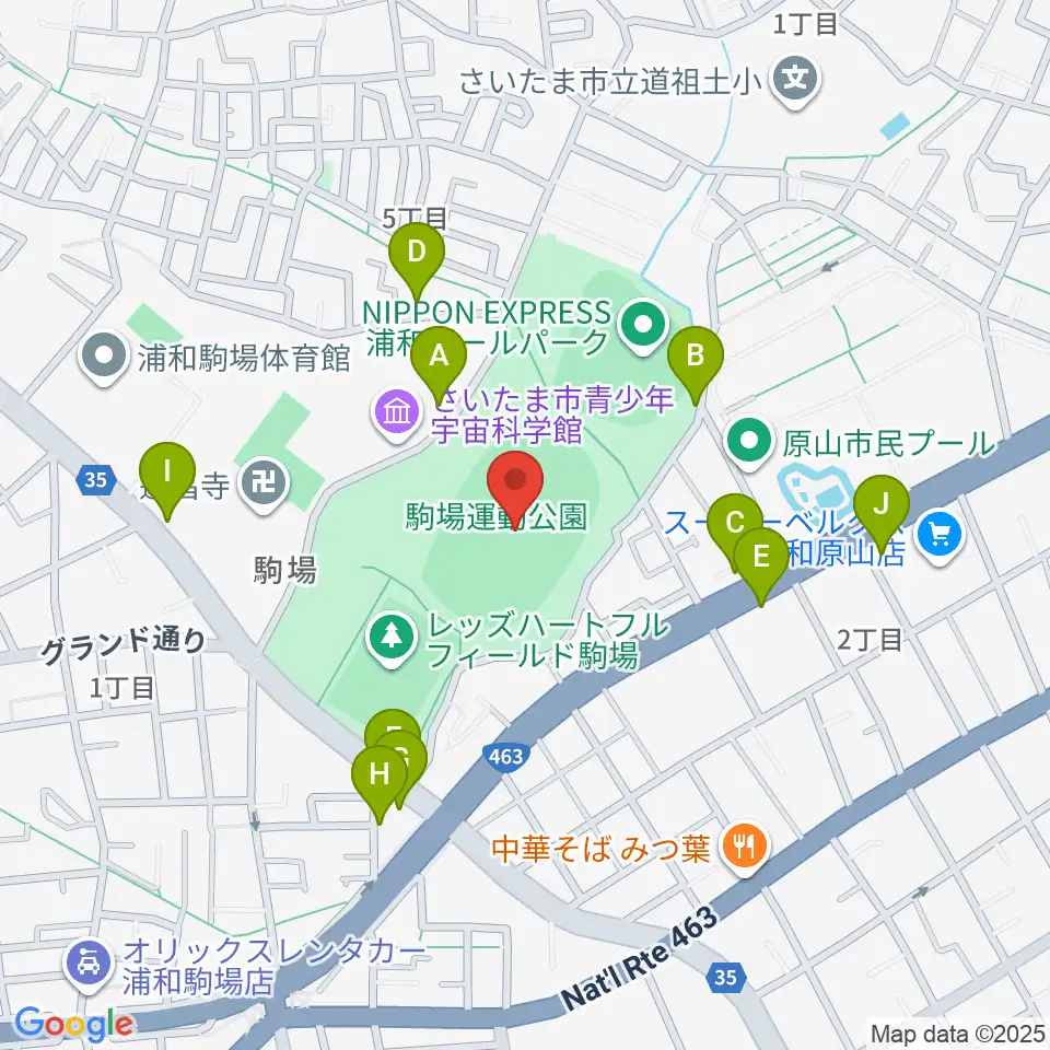 浦和駒場スタジアム周辺の駐車場・コインパーキング一覧地図