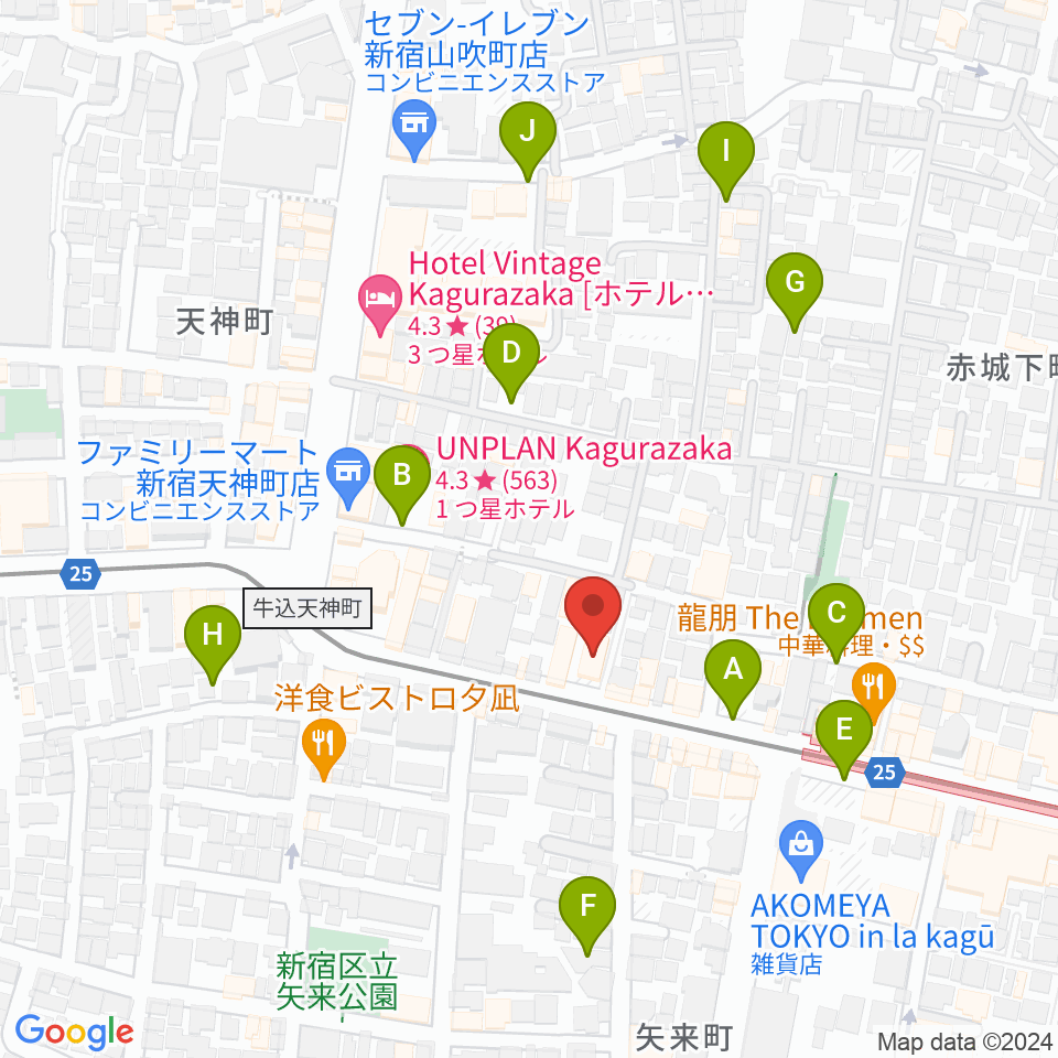 神楽坂マッシュレコード周辺の駐車場・コインパーキング一覧地図