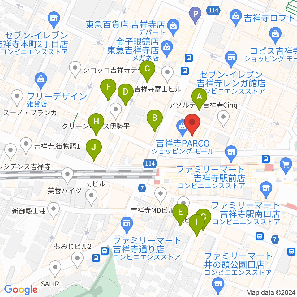 島村楽器 吉祥寺パルコ店周辺の駐車場・コインパーキング一覧地図