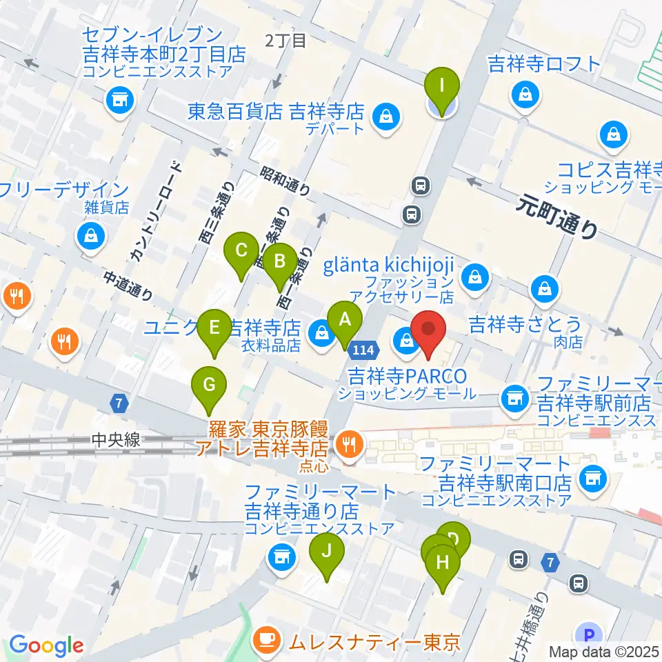 島村楽器 吉祥寺パルコ店周辺の駐車場・コインパーキング一覧地図