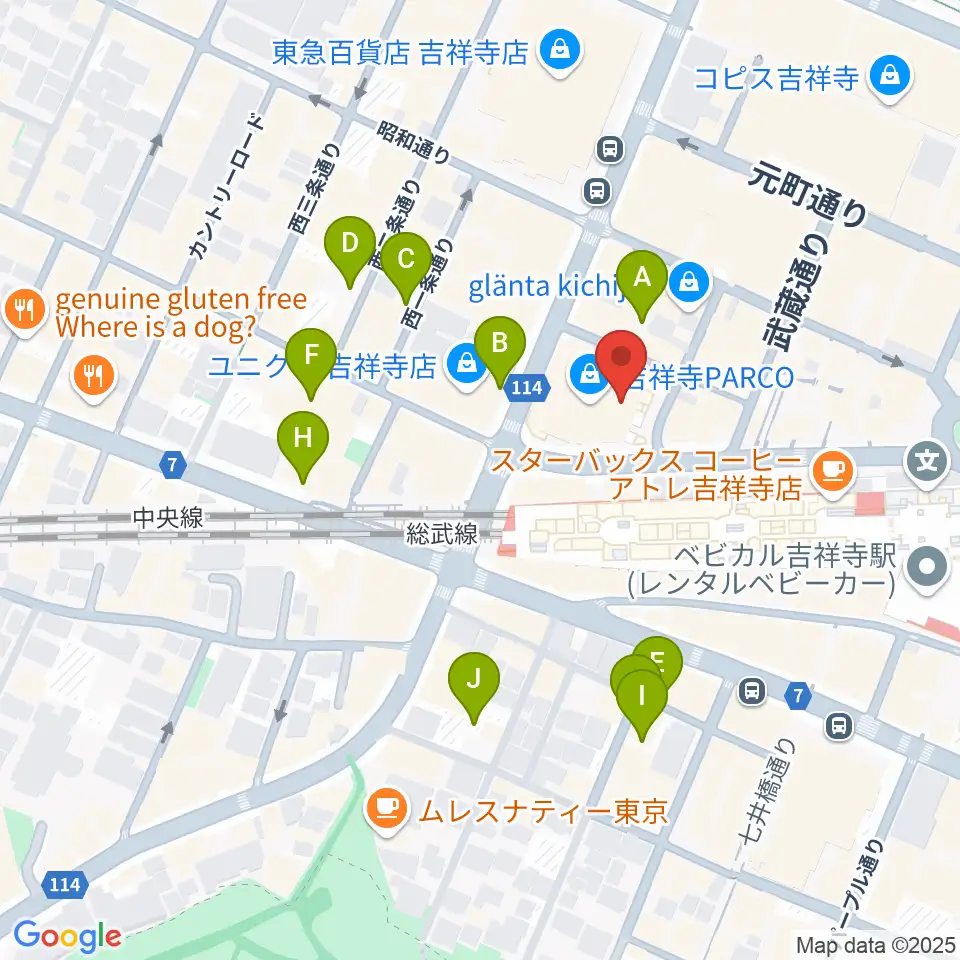 島村楽器 吉祥寺パルコ店周辺の駐車場・コインパーキング一覧地図