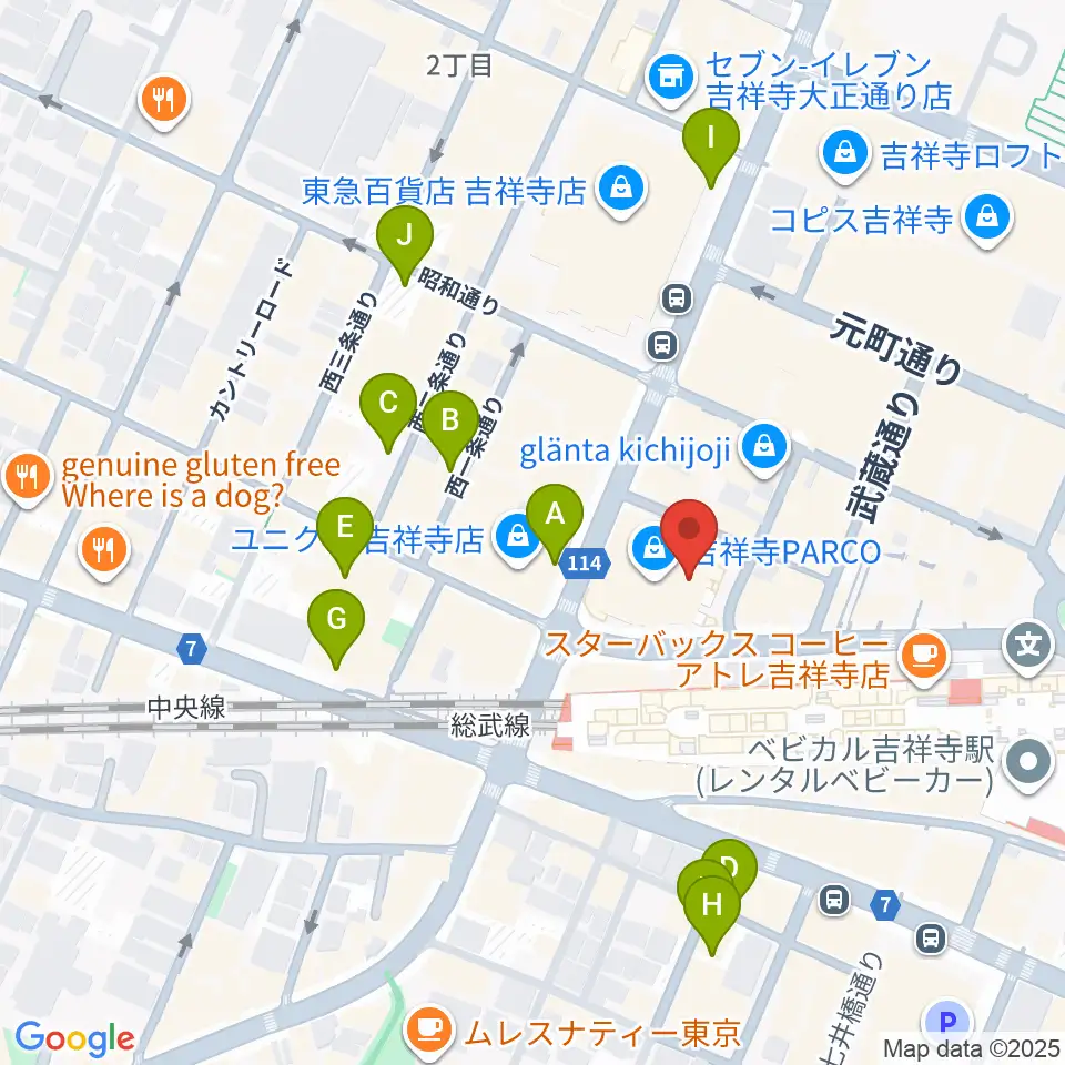 島村楽器 吉祥寺パルコ店周辺の駐車場・コインパーキング一覧地図