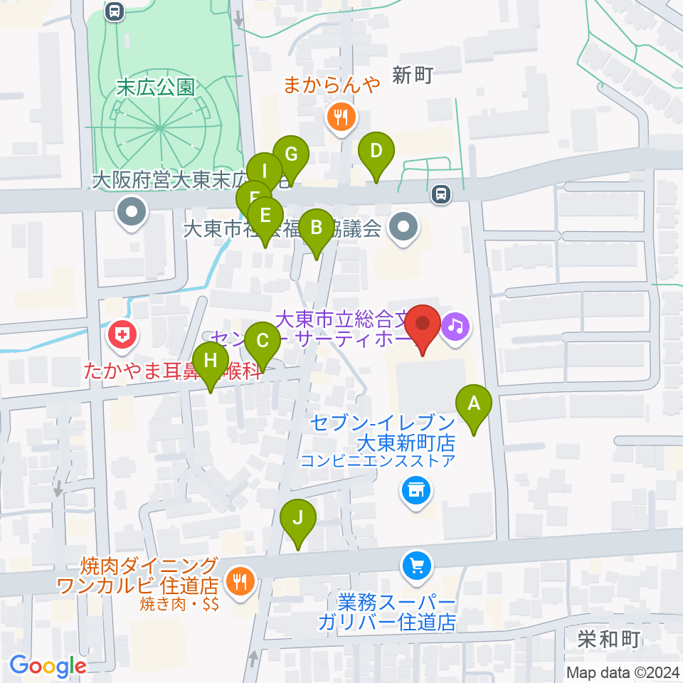 大東市立文化ホール サーティホール周辺の駐車場・コインパーキング一覧地図