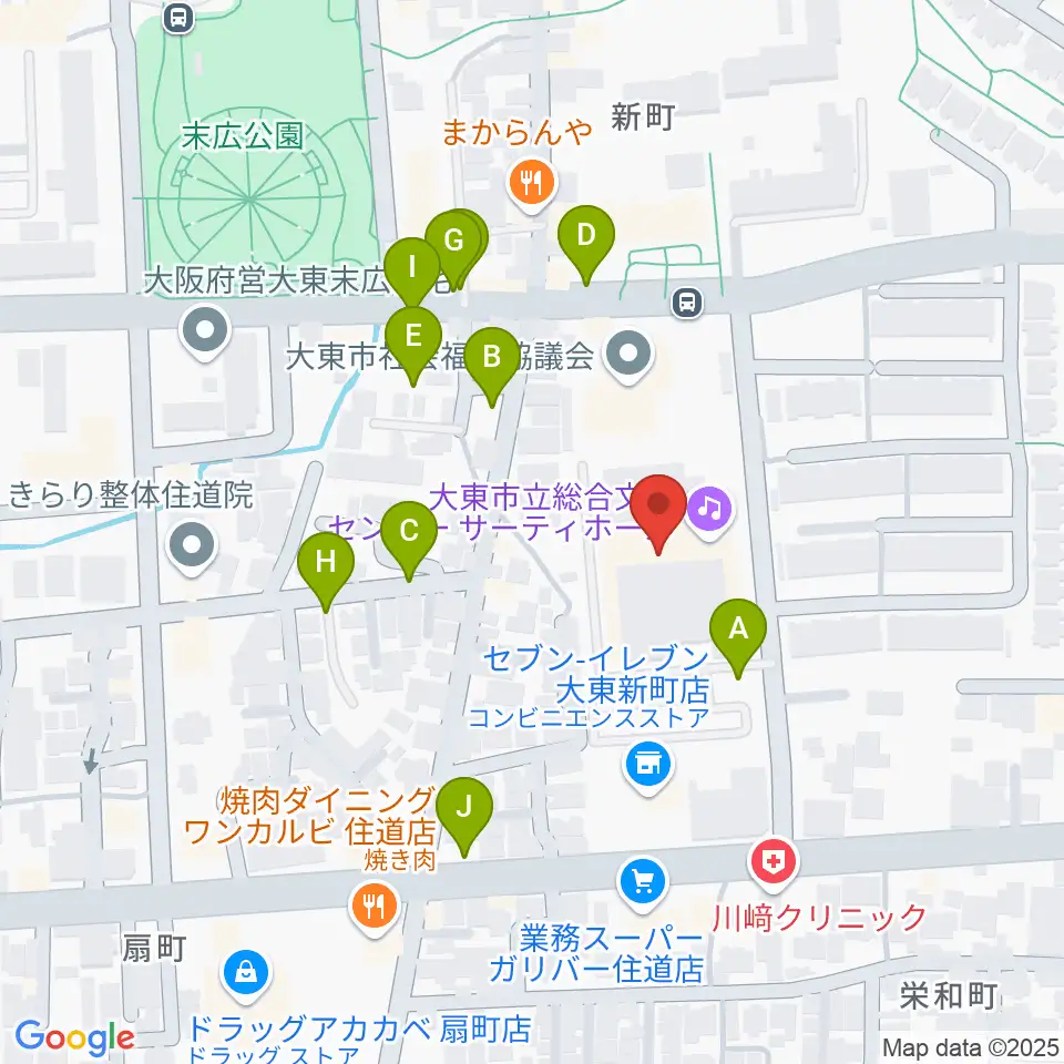 大東市立文化ホール サーティホール周辺の駐車場・コインパーキング一覧地図