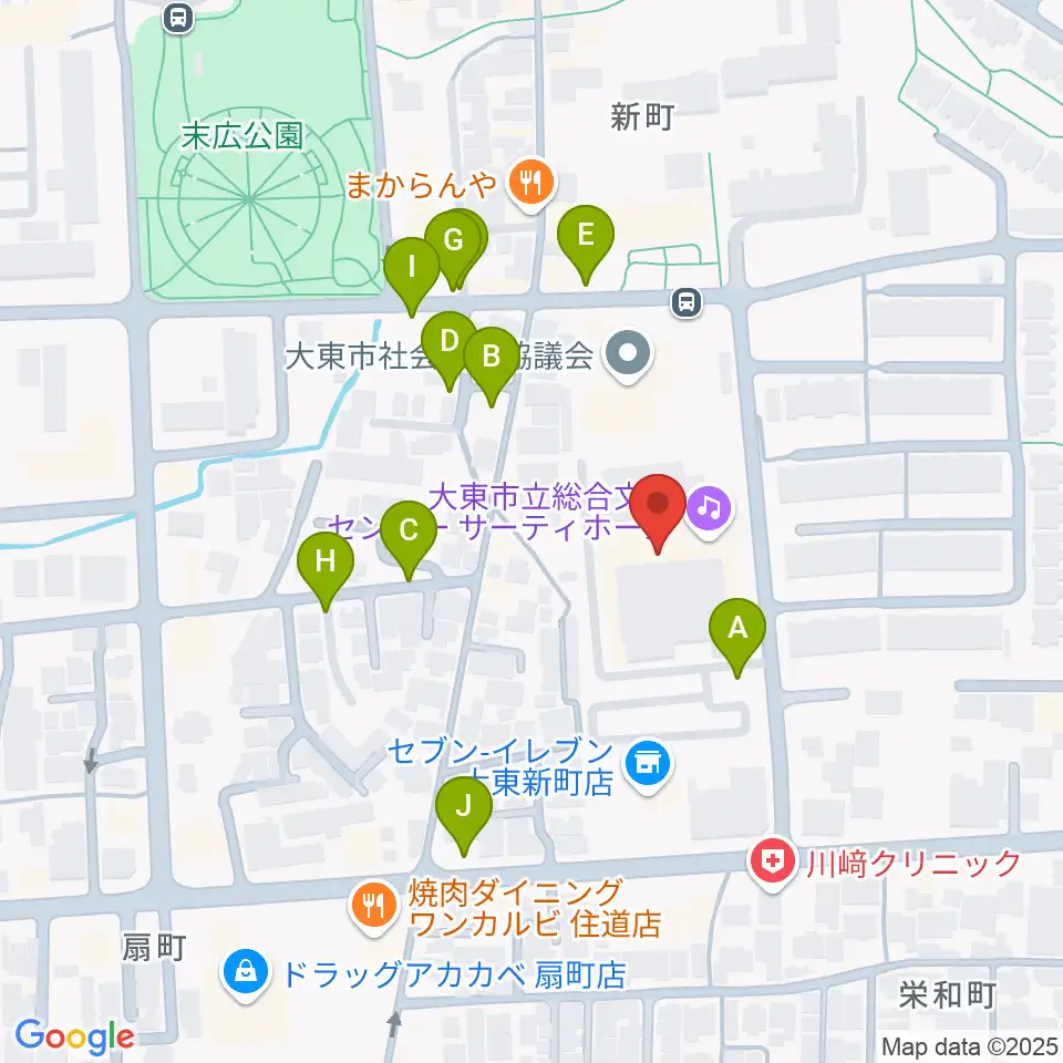 大東市立文化ホール サーティホール周辺の駐車場・コインパーキング一覧地図