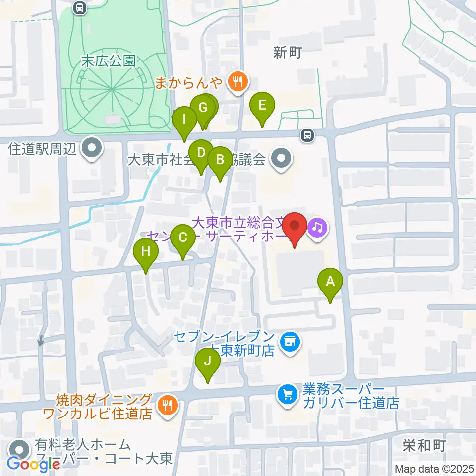 大東市立文化ホール サーティホール周辺の駐車場・コインパーキング一覧地図
