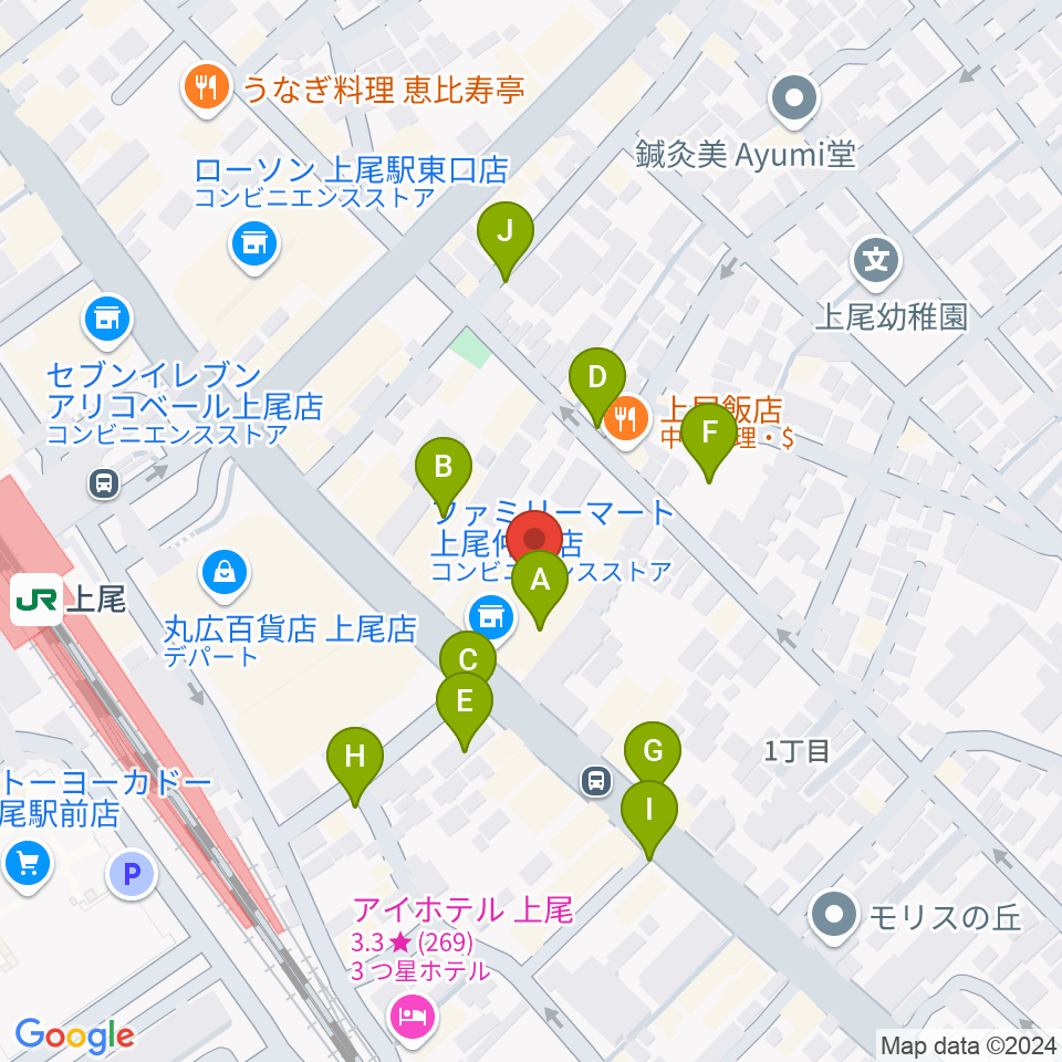 ワイワイミュージックスタジオ周辺の駐車場・コインパーキング一覧地図