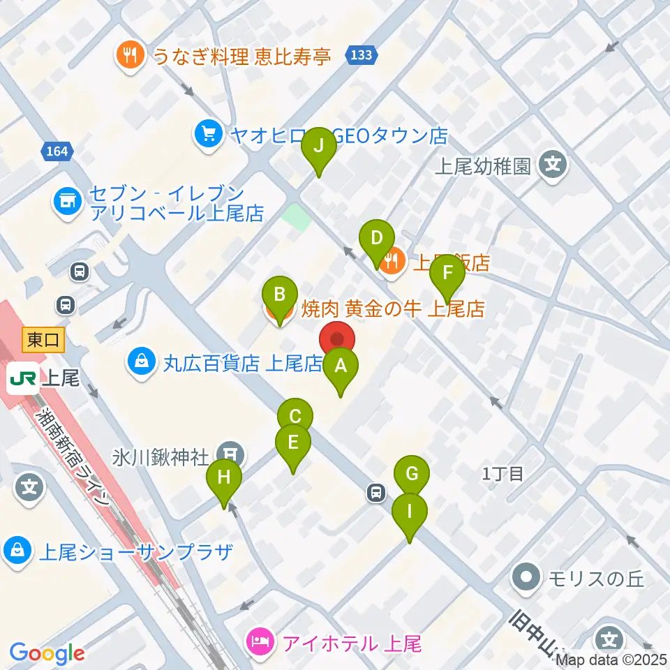 ワイワイミュージックスタジオ 上尾店周辺の駐車場・コインパーキング一覧地図