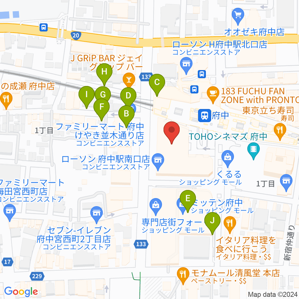 宮地楽器 MUSIC JOY府中周辺の駐車場・コインパーキング一覧地図